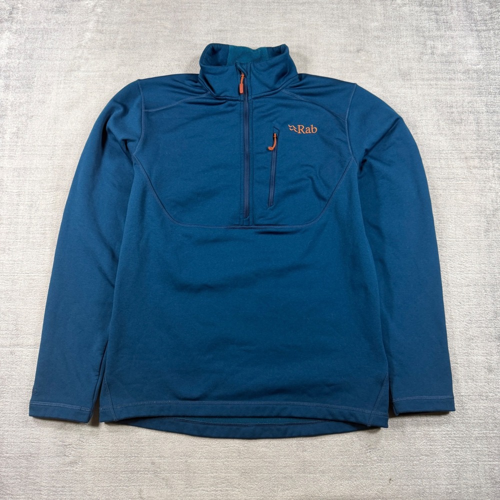 Rab Nexus PullOn Fleece Mens Medium Blue 1/4 Zip Grid Backer Hiking Midlayer